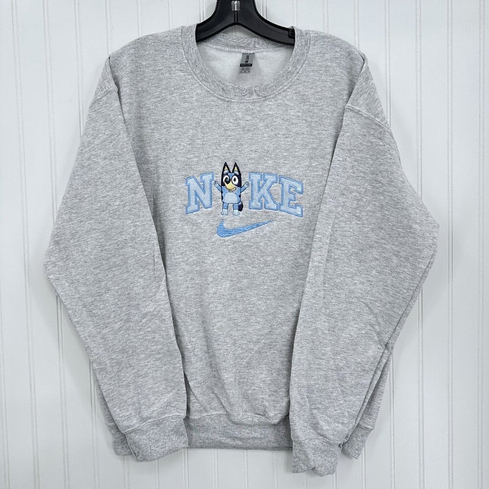 Nike Bluey Sweatshirt Embroidered Adult Unisex Crewneck Cartoon Dog Sisters Gift - Picture 4 of 7